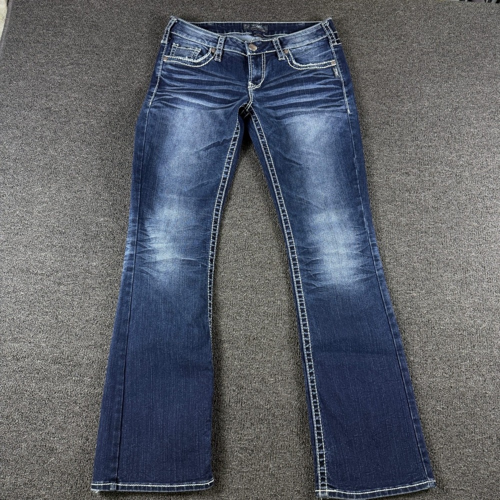 Silver Jeans Co. Jeans Womens 31 (33x32) Aiko Bootcut Dark Wash Contrast Stitch
